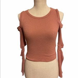 FashionNova Cold Shoulder Open Elbow Shirt